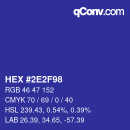 カラーコード: HEX #2E2F98 | qconv.com