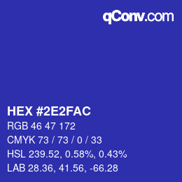 Color code: HEX #2E2FAC | qconv.com