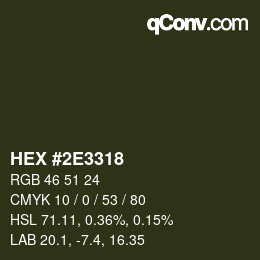 颜色代码: HEX #2E3318 | qconv.com
