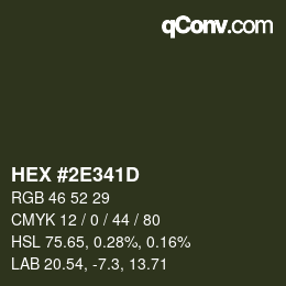 Farbcode: HEX #2E341D | qconv.com