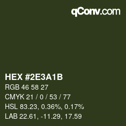 Color code: HEX #2E3A1B | qconv.com