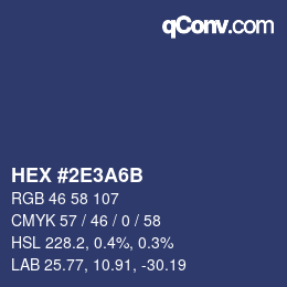 Color code: HEX #2E3A6B | qconv.com