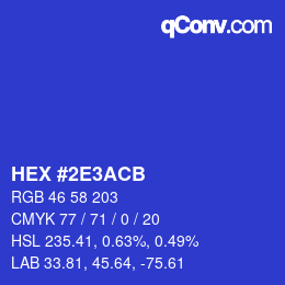カラーコード: HEX #2E3ACB | qconv.com