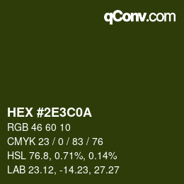 Color code: HEX #2E3C0A | qconv.com