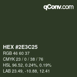 Color code: HEX #2E3C25 | qconv.com
