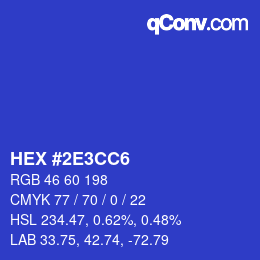 カラーコード: HEX #2E3CC6 | qconv.com