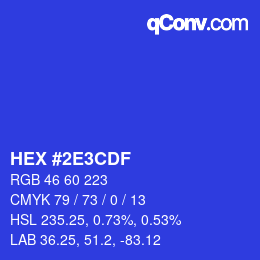 カラーコード: HEX #2E3CDF | qconv.com