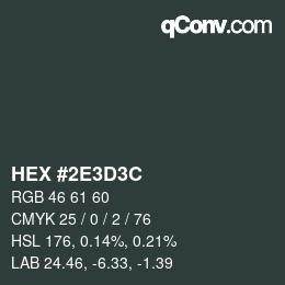 Color code: HEX #2E3D3C | qconv.com