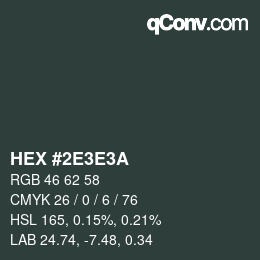 Color code: HEX #2E3E3A | qconv.com