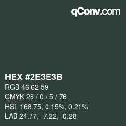 Color code: HEX #2E3E3B | qconv.com