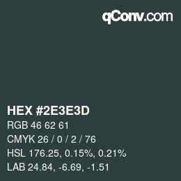 Color code: HEX #2E3E3D | qconv.com