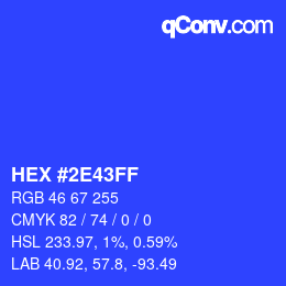 颜色代码: HEX #2E43FF | qconv.com