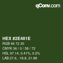 Farbcode: HEX #2E481E | qconv.com
