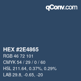 颜色代码: HEX #2E4865 | qconv.com