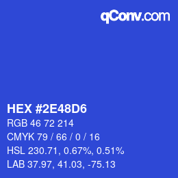 颜色代码: HEX #2E48D6 | qconv.com