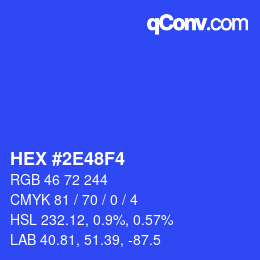 Farbcode: HEX #2E48F4 | qconv.com