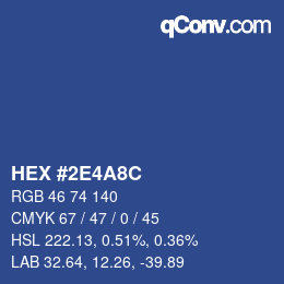 カラーコード: HEX #2E4A8C | qconv.com