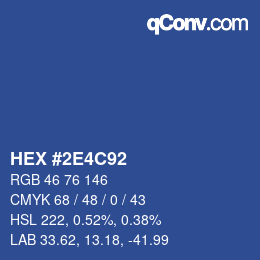 カラーコード: HEX #2E4C92 | qconv.com