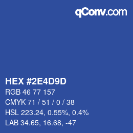 カラーコード: HEX #2E4D9D | qconv.com