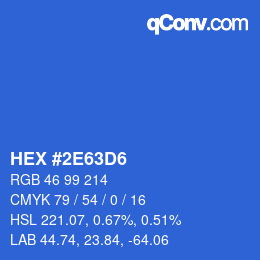 颜色代码: HEX #2E63D6 | qconv.com