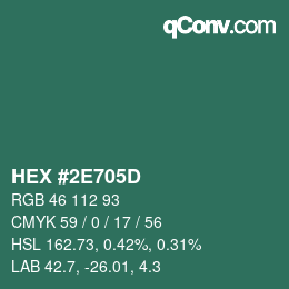 Farbcode: HEX #2E705D | qconv.com