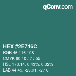 Color code: HEX #2E746C | qconv.com