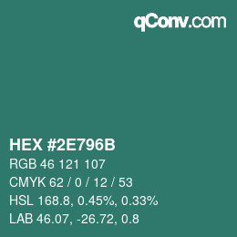 Color code: HEX #2E796B | qconv.com