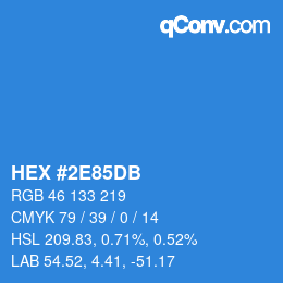 カラーコード: HEX #2E85DB | qconv.com