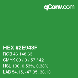 Farbcode: HEX #2E943F | qconv.com