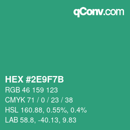 颜色代码: HEX #2E9F7B | qconv.com