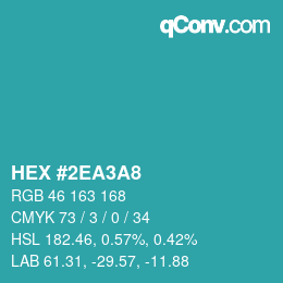 颜色代码: HEX #2EA3A8 | qconv.com