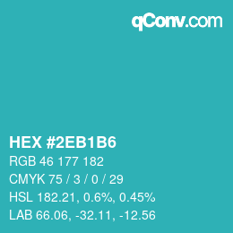 Color code: HEX #2EB1B6 | qconv.com