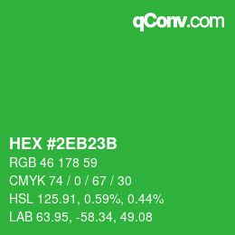 Color code: HEX #2EB23B | qconv.com