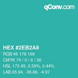 カラーコード: HEX #2EB2A8 | qconv.com
