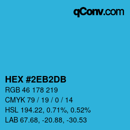 颜色代码: HEX #2EB2DB | qconv.com