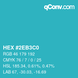 Color code: HEX #2EB3C0 | qconv.com