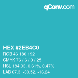 カラーコード: HEX #2EB4C0 | qconv.com
