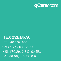 カラーコード: HEX #2EB6A0 | qconv.com