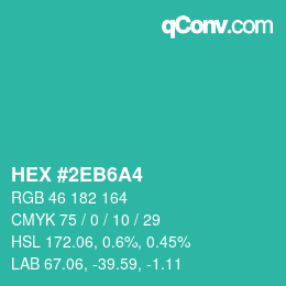カラーコード: HEX #2EB6A4 | qconv.com