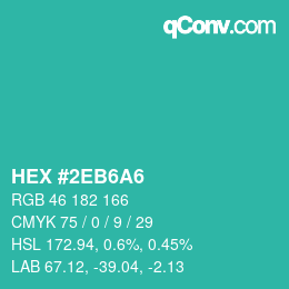 カラーコード: HEX #2EB6A6 | qconv.com