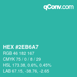 カラーコード: HEX #2EB6A7 | qconv.com