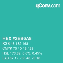 Color code: HEX #2EB6A8 | qconv.com