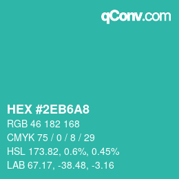 カラーコード: HEX #2EB6A8 | qconv.com