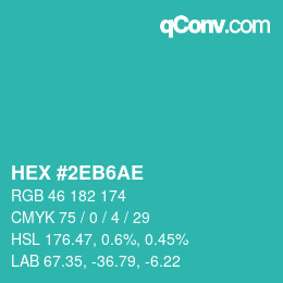 カラーコード: HEX #2EB6AE | qconv.com