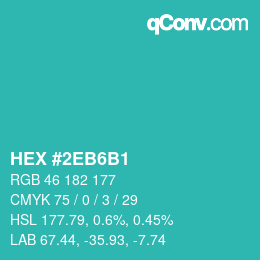 カラーコード: HEX #2EB6B1 | qconv.com