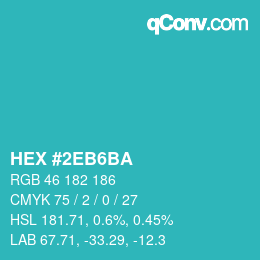 カラーコード: HEX #2EB6BA | qconv.com