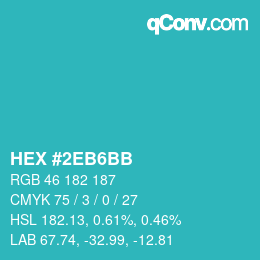 Color code: HEX #2EB6BB | qconv.com
