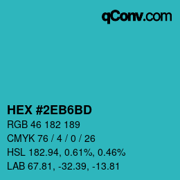 カラーコード: HEX #2EB6BD | qconv.com
