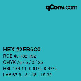 Color code: HEX #2EB6C0 | qconv.com