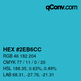 カラーコード: HEX #2EB6CC | qconv.com